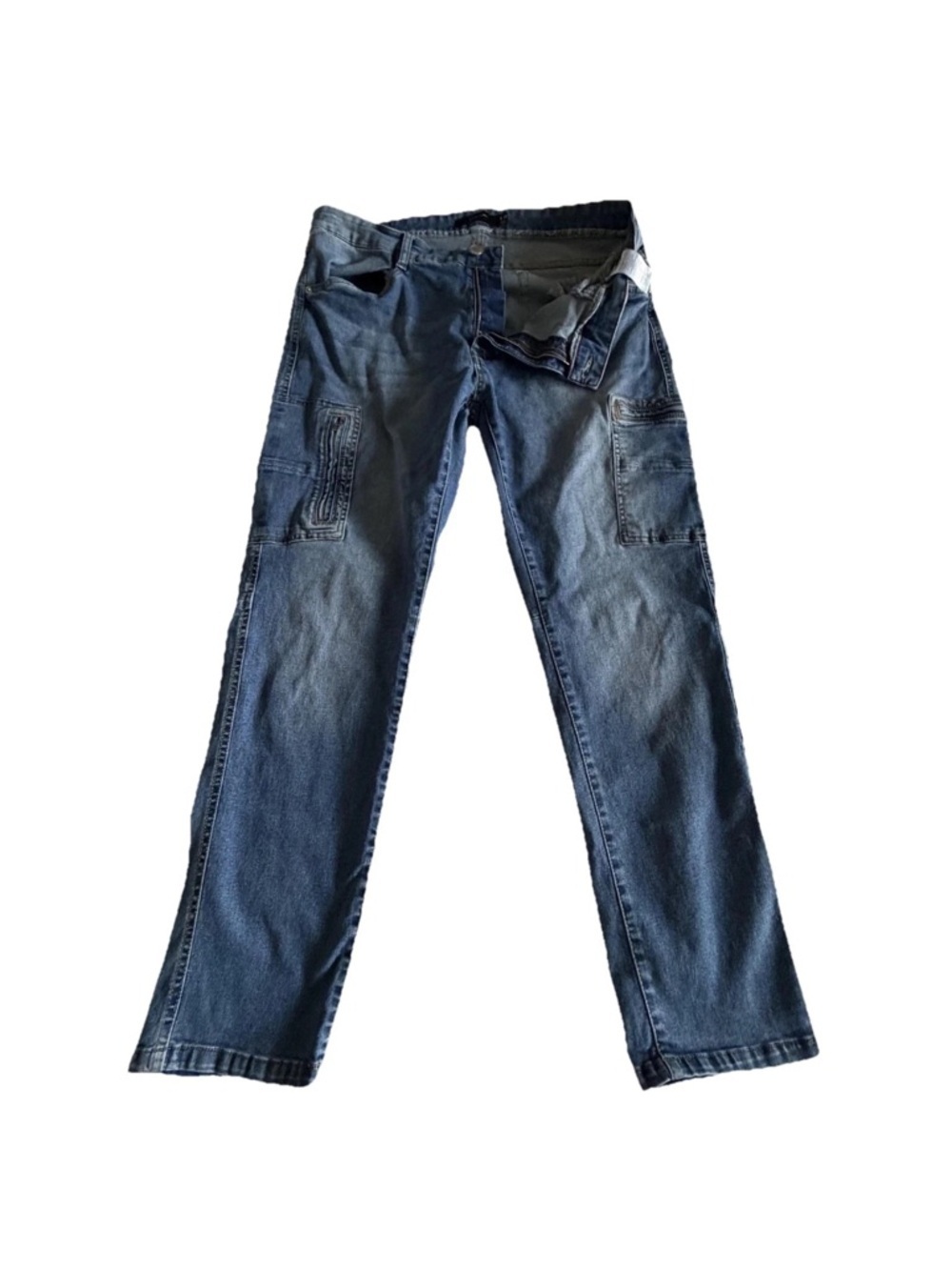 Tahari Jeans Mens 36x30 Straight Cargo Stretch Denim Medium Wash Streetwear